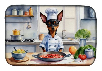 Miniature Pinscher The Chef Dish Drying Mat Absorbent Dish Drying Mat Pad for Kitchen Counter Dish Drainer Mat for Countertop, 14 x 21, Multicolor