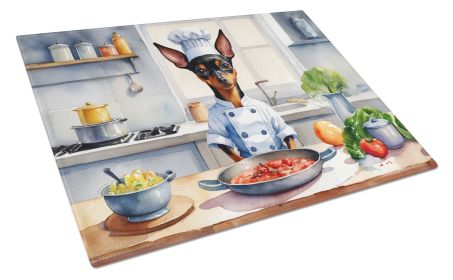 Miniature Pinscher The Chef Glass Cutting Board Decorative Tempered Glass Kitchen Cutting and Serving Board Large Size Chopping Board