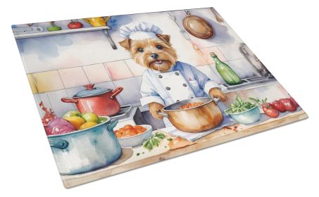 Norfolk Terrier The Chef Glass Cutting Board Decorative Tempered Glass Kitchen Cutting and Serving Board Large Size Chopping Board