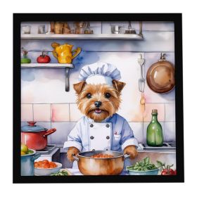 Norfolk Terrier The Chef Framed Metal Print Bathroom, Kitchen, Office, Home Decor Wall Art Ready to Hang, Square, 8X8