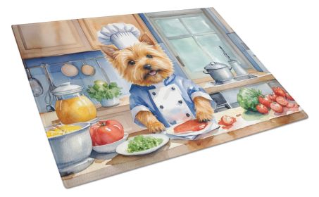 Norwich Terrier The Chef Glass Cutting Board Decorative Tempered Glass Kitchen Cutting and Serving Board Large Size Chopping Board