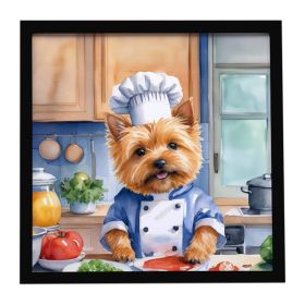 Norwich Terrier The Chef Framed Metal Print Bathroom, Kitchen, Office, Home Decor Wall Art Ready to Hang, Square, 8X8