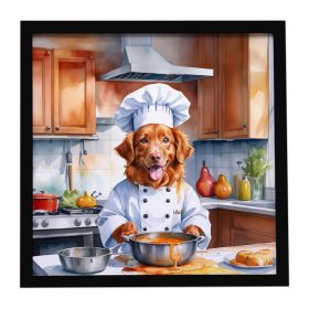 Nova Scotia Duck Tolling Retriever The Chef Framed Metal Print Bathroom, Kitchen, Office, Home Decor Wall Art Ready to Hang, Square, 8X8
