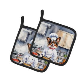 Papillon The Chef Pair of Pot Holders Kitchen Heat Resistant Pot Holders Sets Oven Hot Pads for Cooking Baking BBQ, 7 1/2 x 7 1/2