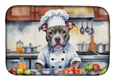 Pit Bull Terrier The Chef Dish Drying Mat Absorbent Dish Drying Mat Pad for Kitchen Counter Dish Drainer Mat for Countertop, 14 x 21, Multicolor
