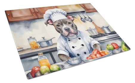 Pit Bull Terrier The Chef Glass Cutting Board Decorative Tempered Glass Kitchen Cutting and Serving Board Large Size Chopping Board