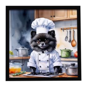 Pomeranian The Chef Framed Metal Print Bathroom, Kitchen, Office, Home Decor Wall Art Ready to Hang, Square, 8X8