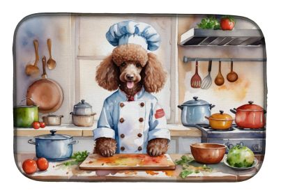 Chocolate Poodle The Chef Dish Drying Mat Absorbent Dish Drying Mat Pad for Kitchen Counter Dish Drainer Mat for Countertop, 14 x 21, Multicolor