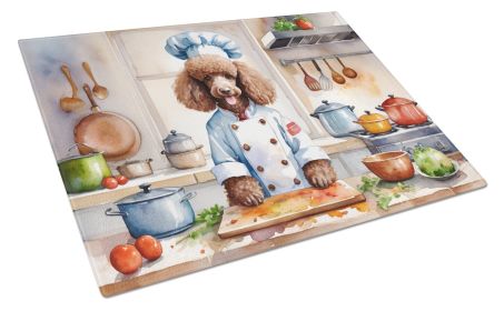 Chocolate Poodle The Chef Glass Cutting Board Decorative Tempered Glass Kitchen Cutting and Serving Board Large Size Chopping Board