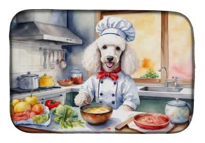 White Poodle The Chef Dish Drying Mat Absorbent Dish Drying Mat Pad for Kitchen Counter Dish Drainer Mat for Countertop, 14 x 21, Multicolor