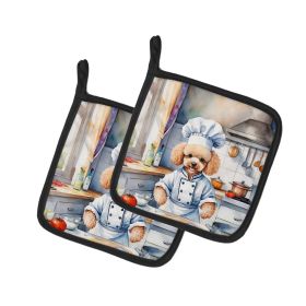 Poodle The Chef Pair of Pot Holders Kitchen Heat Resistant Pot Holders Sets Oven Hot Pads for Cooking Baking BBQ, 7 1/2 x 7 1/2