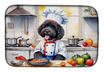 Portuguese Water Dog The Chef Dish Drying Mat Absorbent Dish Drying Mat Pad for Kitchen Counter Dish Drainer Mat for Countertop, 14 x 21, Multicolor