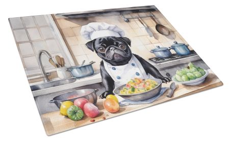 Pug The Chef Glass Cutting Board Decorative Tempered Glass Kitchen Cutting and Serving Board Large Size Chopping Board