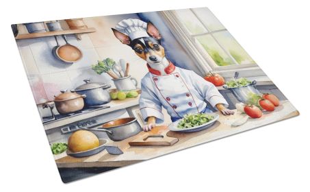 Rat Terrier The Chef Glass Cutting Board Decorative Tempered Glass Kitchen Cutting and Serving Board Large Size Chopping Board