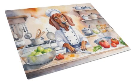 Redbone Coonhound The Chef Glass Cutting Board Decorative Tempered Glass Kitchen Cutting and Serving Board Large Size Chopping Board