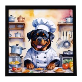 Rottweiler The Chef Framed Metal Print Bathroom, Kitchen, Office, Home Decor Wall Art Ready to Hang, Square, 8X8