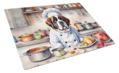 Saint Bernard The Chef Glass Cutting Board Decorative Tempered Glass Kitchen Cutting and Serving Board Large Size Chopping Board