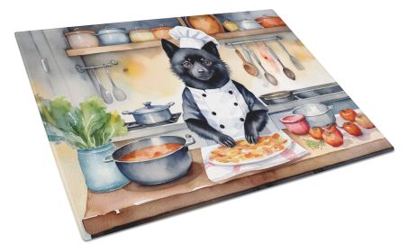 Schipperke The Chef Glass Cutting Board Decorative Tempered Glass Kitchen Cutting and Serving Board Large Size Chopping Board
