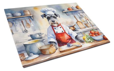 Schnauzer The Chef Glass Cutting Board Decorative Tempered Glass Kitchen Cutting and Serving Board Large Size Chopping Board