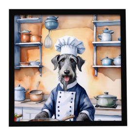 Scottish Deerhound The Chef Framed Metal Print Bathroom, Kitchen, Office, Home Decor Wall Art Ready to Hang, Square, 8X8
