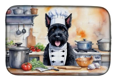 Scottish Terrier The Chef Dish Drying Mat Absorbent Dish Drying Mat Pad for Kitchen Counter Dish Drainer Mat for Countertop, 14 x 21, Multicolor