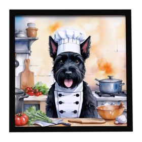 Scottish Terrier The Chef Framed Metal Print Bathroom, Kitchen, Office, Home Decor Wall Art Ready to Hang, Square, 8X8