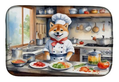 Shiba Inu The Chef Dish Drying Mat Absorbent Dish Drying Mat Pad for Kitchen Counter Dish Drainer Mat for Countertop, 14 x 21, Multicolor