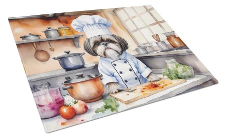 Shih Tzu The Chef Glass Cutting Board Decorative Tempered Glass Kitchen Cutting and Serving Board Large Size Chopping Board