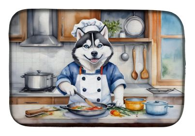 Siberian Husky The Chef Dish Drying Mat Absorbent Dish Drying Mat Pad for Kitchen Counter Dish Drainer Mat for Countertop, 14 x 21, Multicolor