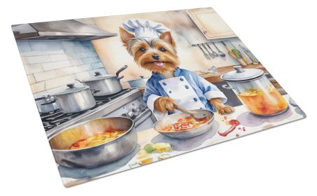 Silky Terrier The Chef Glass Cutting Board Decorative Tempered Glass Kitchen Cutting and Serving Board Large Size Chopping Board
