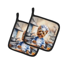 Silky Terrier The Chef Pair of Pot Holders Kitchen Heat Resistant Pot Holders Sets Oven Hot Pads for Cooking Baking BBQ, 7 1/2 x 7 1/2