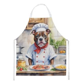 Staffordshire Bull Terrier The Chef Apron Cooking Kitchen Server Baking Crafts Gardening for Adult Women Men, Unisex, Large, Multicolor