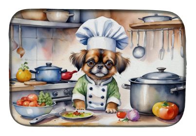 Tibetan Spaniel The Chef Dish Drying Mat Absorbent Dish Drying Mat Pad for Kitchen Counter Dish Drainer Mat for Countertop, 14 x 21, Multicolor