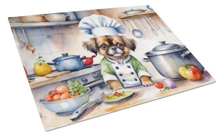 Tibetan Spaniel The Chef Glass Cutting Board Decorative Tempered Glass Kitchen Cutting and Serving Board Large Size Chopping Board