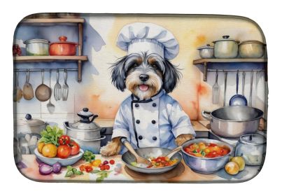 Tibetan Terrier The Chef Dish Drying Mat Absorbent Dish Drying Mat Pad for Kitchen Counter Dish Drainer Mat for Countertop, 14 x 21, Multicolor
