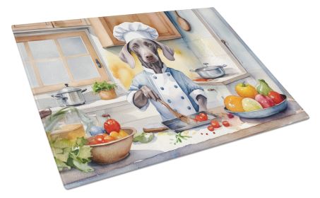 Weimaraner The Chef Glass Cutting Board Decorative Tempered Glass Kitchen Cutting and Serving Board Large Size Chopping Board