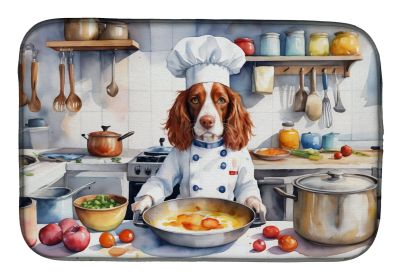 Welsh Springer Spaniel The Chef Dish Drying Mat Absorbent Dish Drying Mat Pad for Kitchen Counter Dish Drainer Mat for Countertop, 14 x 21, Multicolor
