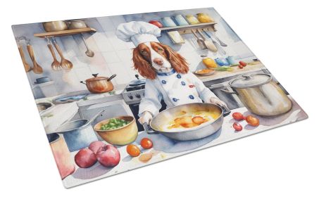Welsh Springer Spaniel The Chef Glass Cutting Board Decorative Tempered Glass Kitchen Cutting and Serving Board Large Size Chopping Board