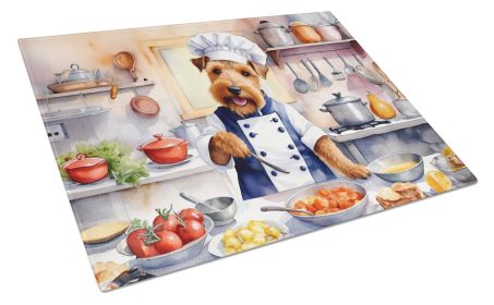 Welsh Terrier The Chef Glass Cutting Board Decorative Tempered Glass Kitchen Cutting and Serving Board Large Size Chopping Board
