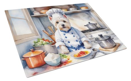 Westie The Chef Glass Cutting Board Decorative Tempered Glass Kitchen Cutting and Serving Board Large Size Chopping Board