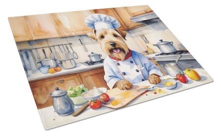 Wheaten Terrier The Chef Glass Cutting Board Decorative Tempered Glass Kitchen Cutting and Serving Board Large Size Chopping Board