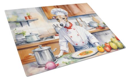 Whippet The Chef Glass Cutting Board Decorative Tempered Glass Kitchen Cutting and Serving Board Large Size Chopping Board