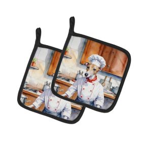 Whippet The Chef Pair of Pot Holders Kitchen Heat Resistant Pot Holders Sets Oven Hot Pads for Cooking Baking BBQ, 7 1/2 x 7 1/2