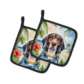 American English Coonhound Luau Pair of Pot Holders Kitchen Heat Resistant Pot Holders Sets Oven Hot Pads for Cooking Baking BBQ, 7 1/2 x 7 1/2