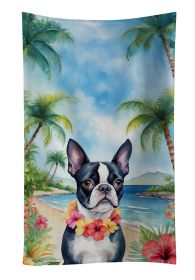 Boston Terrier Luau Kitchen Towel Dish Cloths Guest Hand Towel Decorative Bathroom Towel for Face,Tea, Dishcloth, Kitchen and Bath