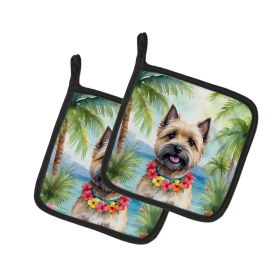 Cairn Terrier Luau Pair of Pot Holders Kitchen Heat Resistant Pot Holders Sets Oven Hot Pads for Cooking Baking BBQ, 7 1/2 x 7 1/2
