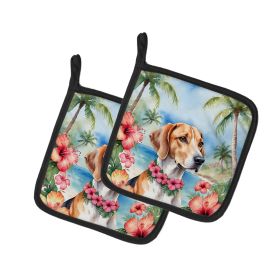 English Foxhound Luau Pair of Pot Holders Kitchen Heat Resistant Pot Holders Sets Oven Hot Pads for Cooking Baking BBQ, 7 1/2 x 7 1/2