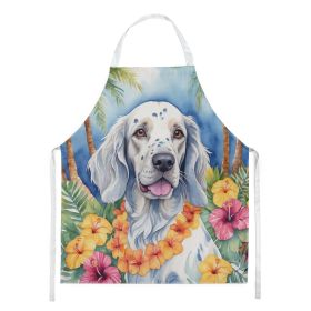 English Setter Luau Apron Cooking Kitchen Server Baking Crafts Gardening for Adult Women Men, Unisex, Large, Multicolor