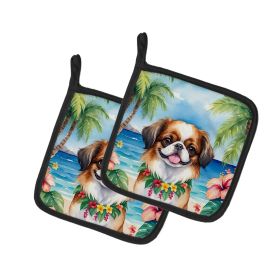 Japanese Chin Luau Pair of Pot Holders Kitchen Heat Resistant Pot Holders Sets Oven Hot Pads for Cooking Baking BBQ, 7 1/2 x 7 1/2