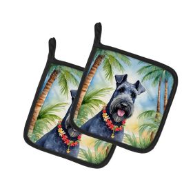 Kerry Blue Terrier Luau Pair of Pot Holders Kitchen Heat Resistant Pot Holders Sets Oven Hot Pads for Cooking Baking BBQ, 7 1/2 x 7 1/2